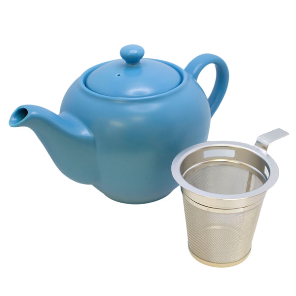 Oak Meadow Teapot with removable infuser basket - Matte Blue
