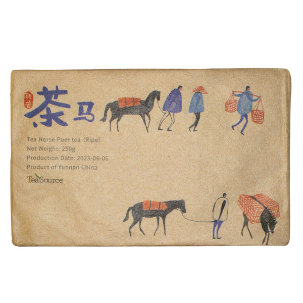 Wrapped 2023 Tea Horse Ripe Puer Tea Brick