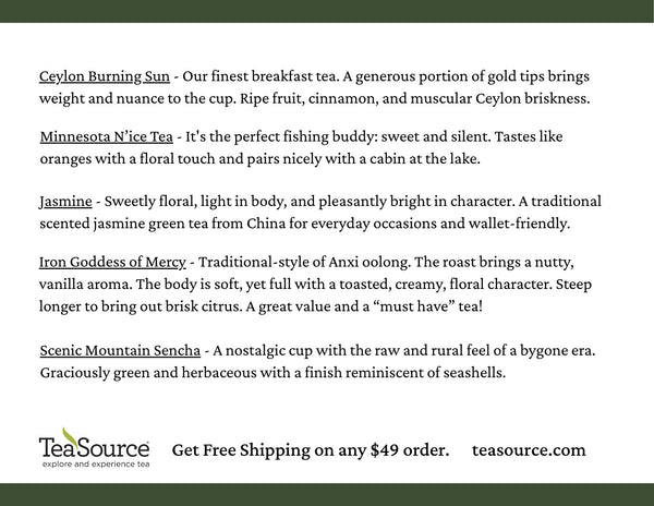 TeaSource Sampler handout