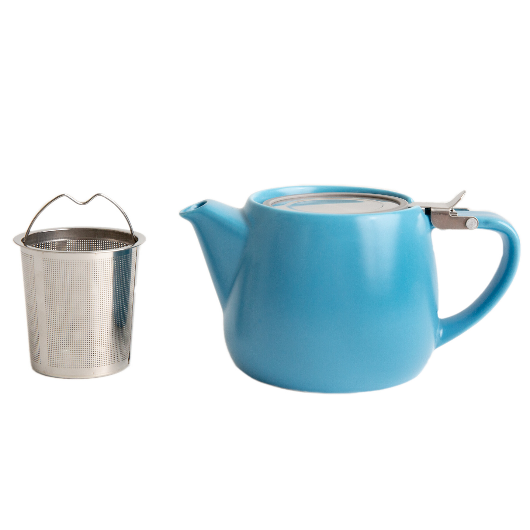 Matte blue 16 oz stackable teapot