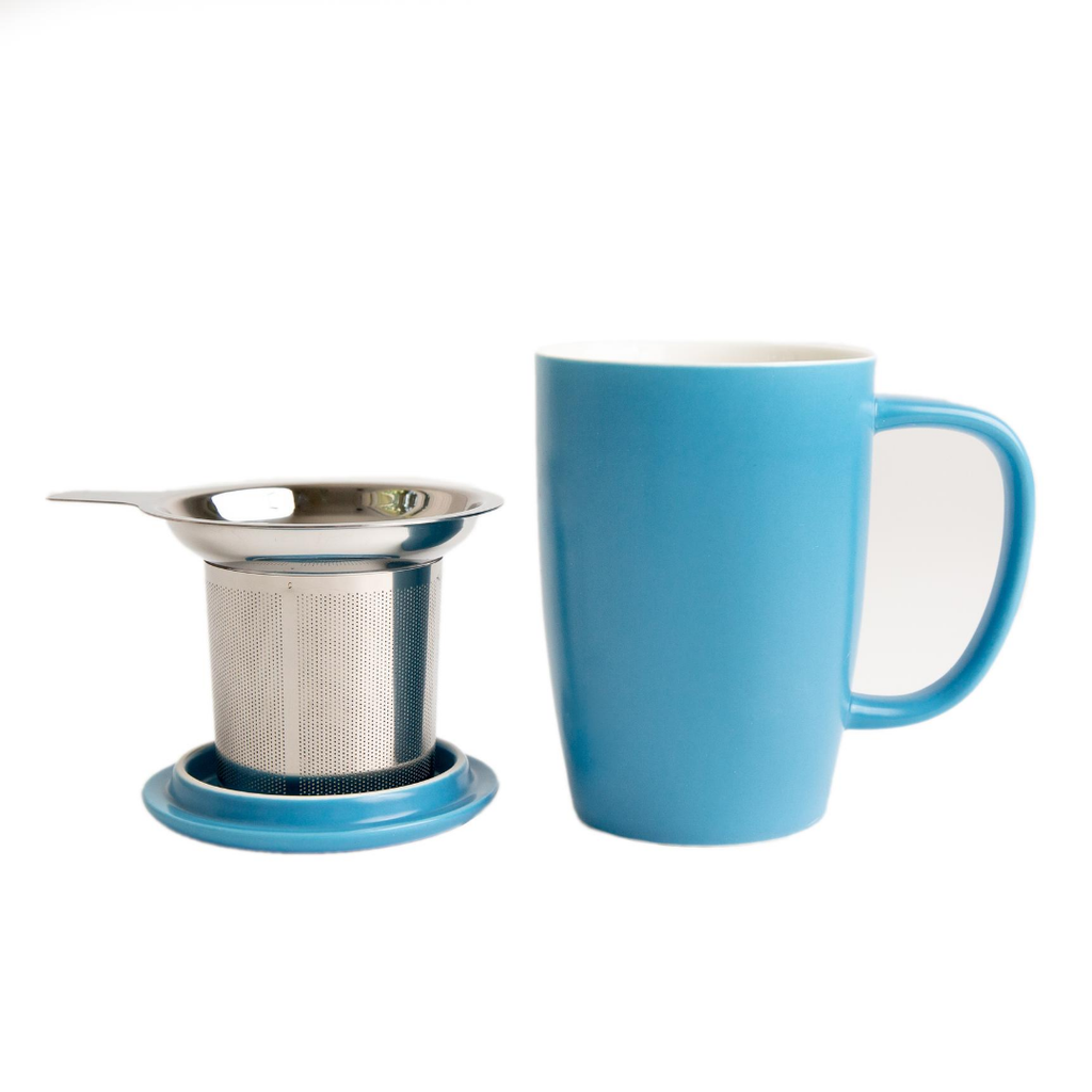 Matte Teal Grey Tea Infuser Mug